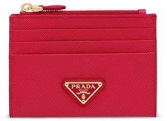 prada logo plaque chained wallet|prada card holder with zipper.